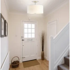 15" Marc Metal/Linen LED Semi-Flush Mount Chrome (Includes Energy Efficient Light Bulb) - JONATHAN Y -Decora Shop GUEST c7343298 615e 46ed 8c0c 1fadbf57027b