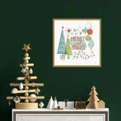 16" X 16" Merry And Bright Christmas Tree Square By Janelle Penner Framed Canvas Wall Art - Amanti Art -Decora Shop GUEST c73fdb83 14f2 473d 9953 5324da49992f