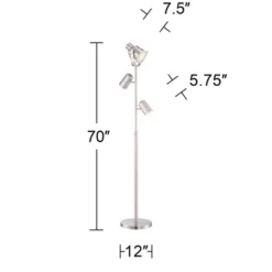 Possini Euro Design Nuovo Modern Tree Floor Lamp 70" Tall Brushed Nickel 3 Light Adjustable Heads For Living Room Reading Bedroom Office House Home -Decora Shop GUEST c90900c1 6eb2 43c5 8dfb f9f9588ef365