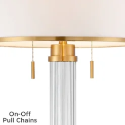 Possini Euro Design Cadence Modern Floor Lamp Standing 62" Tall Crystal Glass Column Satin Brass Linen Drum Shade For Living Room Bedroom Office House -Decora Shop GUEST ca16b7ce 07a6 4449 89e6 d12a22ac27f0