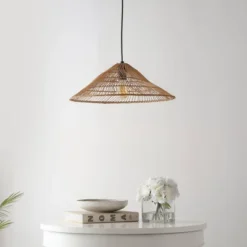 20.25" 1-Light Nova Farmhouse Coastal Rattan LED Pendant Brown - JONATHAN Y -Decora Shop GUEST cd46b106 41c0 42f6 8c22 8e3ad38e6269