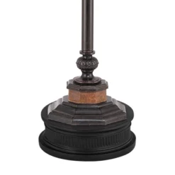 Kathy Ireland Sonnett Vintage Rustic Floor Lamp With Black Riser 68" Tall Bronze Metal Faux Marble Ivory Linen Bell Shade For Living Room Bedroom Home -Decora Shop GUEST ce26176a d0a2 411d 9756 038422c04f6e