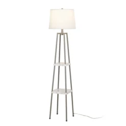 58" Metal Floor Lamp With Shelves (Includes LED Light Bulb) Gray - Cresswell Lighting -Decora Shop GUEST ce8bb2a6 9ea4 44c3 9d32 77ff8426f99c