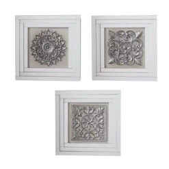 Glass Floral Wall Decor With Embossed Details Set Of 3 White - Olivia & May 35 Glass Floral Wall Decor With Embossed Details Set Of 3 White - Olivia & May -Decora Shop GUEST cfc37418 baf9 4337 a960 f49b371ab84f