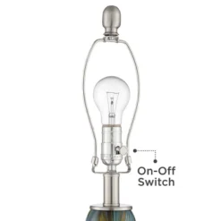 360 Lighting Azure Modern Table Lamps 29 1/2" Tall Set Of 2 Blue Brown Art Glass White Fabric Drum Shade For Bedroom Living Room Bedside Nightstand -Decora Shop GUEST d369f549 b0b0 48f4 b354 b64b111347e2