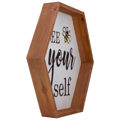 Northlight 16" Wooden Framed "Bee Yourself" Metal Sign Spring Wall Or Tabletop Decor 2 Northlight 16" Wooden Framed "Bee Yourself" Metal Sign Spring Wall Or Tabletop Decor - Image 2