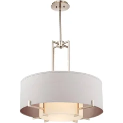Possini Euro Design Concentric Brushed Nickel Pendant Chandelier 28" Wide Modern White Fabric Drum 4-Light For Dining Room House Foyer Kitchen Island -Decora Shop GUEST d4c77281 50a1 44c9 8668 6236f1916b0c
