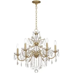 Vienna Full Spectrum DeMallo Gold Chandelier 26" Wide French Scroll Arm Clear Crystal 6-Light Fixture For Dining Room House Foyer Kitchen Island Home -Decora Shop GUEST d65a3f18 3926 40b9 802a 8aba7e6dd197