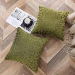 Kate Aurora Red Hook Cut Leaf Embossed Chenille Ultra Plush & Fluffy 18"x 18" Filled Accent Throw Pillow With Removable Zipper Shell/Cover -Decora Shop GUEST d6675569 9d2f 4199 9f3c f4d1987851b6