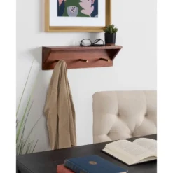 18" X 5" Hinter Wood Shelf With Pegs Walnut Brown - Kate & Laurel All Things Decor -Decora Shop GUEST d7c6e54f 8ed7 4579 9ffb 76a490f26497