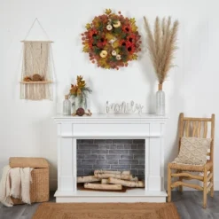 Nearly Natural 30” Fall Acorn, Sunflower, Berries And Autumn Foliage Artificial Wreath -Decora Shop GUEST d84718a0 afdd 410e b0a3 23a67037e68c