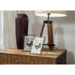 Mariner Tripod Style Wood Floor Lamp With Burlap Drum Shade Rust - Storied Home -Decora Shop GUEST d93a476b 61e3 4cdd b62e 03a92a0da2dd