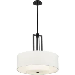 Possini Euro Design Sundry Semi Gloss Black Drum Pendant Chandelier 24" Wide Modern Double Shade 4-Light Fixture For Dining Room Foyer Kitchen Island -Decora Shop GUEST da99c9fc c10a 4ef4 b3b2 ecf5266ef760