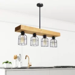 4-Light Wood Beam Pendant Brown - Lalia Home -Decora Shop GUEST e4adcb39 233c 422e 99bd 12b72c06a11e
