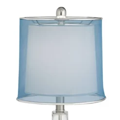 360 Lighting Modern Accent Table Lamps 21.75" High Set Of 2 With USB Charging Port Clear Glass Blue Drum Shade For Living Room Desk Bedroom Office -Decora Shop GUEST e556ef80 1994 4816 a9a4 f91b2382528c