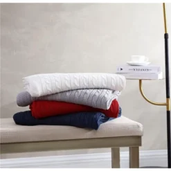 The Nesting Company – Oak 100% Cotton Cable Knit Ultra Comfortable Throw Blanket 50" X 70" -Decora Shop GUEST e74511b3 d888 4f1c 8202 dacccf2e2edc