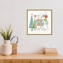16" X 16" Merry And Bright Christmas Tree Square By Janelle Penner Framed Canvas Wall Art - Amanti Art -Decora Shop GUEST e8b40c1e 7d0c 40c1 bccd 827b7d33bf22