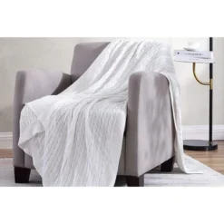 The Nesting Company – Oak 100% Cotton Cable Knit Ultra Comfortable Throw Blanket 50" X 70" -Decora Shop GUEST e96c37bc bab3 4dc4 b5fd 95a2c34c6fae