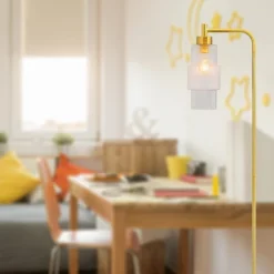 63" Kyra Pillar Shade Floor Lamp Gold - River Of Goods