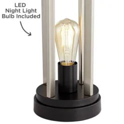 360 Lighting Marcel Modern Table Lamps Set Of 2 24 1/4" High Brushed Nickel With LED Nightlight USB Charging Port White Shade For Bedroom House Desk -Decora Shop GUEST ead1be5c 2dcb 46d6 a635 676f0362d94d