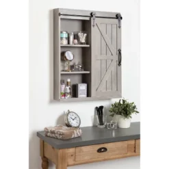 Decorative Wood Wall Storage Cabinet With Vanity Mirror Rustic Gray - Kate & Laurel All Things Decor -Decora Shop GUEST eb08a2e6 77b6 4088 9169 23924290e4b0