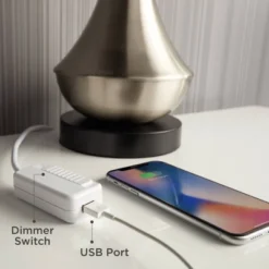 360 Lighting Modern Table Lamp With USB Charging Port 20.5" High Green Ribbed Ceramic Oatmeal Fabric Drum Shade For Bedroom Desk (Color May Vary) -Decora Shop GUEST ebc0f417 de2e 4349 b9ed c3ead5843cdf