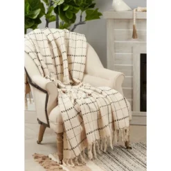 Saro Lifestyle Cotton Throw With Dashed Box Stitch Design -Decora Shop GUEST ec07d72b 4061 4b8d acbe 756a1be358a8