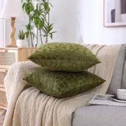 Kate Aurora Red Hook Cut Leaf Embossed Chenille Ultra Plush & Fluffy 18"x 18" Filled Accent Throw Pillow With Removable Zipper Shell/Cover -Decora Shop GUEST eca2903c 0a6b 46cb aee0 3760c53cfdd2