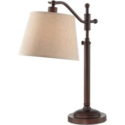 Regency Hill Downbridge Style Desk Table Lamp Adjustable Height 30.5" Tall Bronze Metal Tan Linen Look Shade For Living Room Bedroom Office -Decora Shop GUEST ef1e5f47 3ba9 4e5b bcfb 6ca1fa209d26