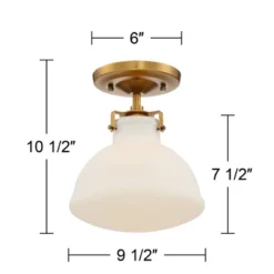 Possini Euro Design Modern Ceiling Light Semi Flush Mount Fixture 9 1/2" Wide Gold Shapely Opal Glass Shade For Bedroom Kitchen Living Room Hallway -Decora Shop GUEST ef211540 5329 4d1b 854e af342a6d5249
