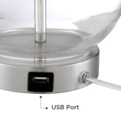 360 Lighting Modern Accent Table Lamps 21.75" High Set Of 2 With USB Charging Port Clear Glass Blue Drum Shade For Living Room Desk Bedroom Office -Decora Shop GUEST f00df3f3 b391 468b 9ff0 9e1d85d13e1c