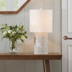 Ashbourne Embossed Floral Resin Table Lamp (Includes LED Light Bulb) Ivory - Hampton Hill -Decora Shop GUEST f16bdb77 955b 422d ae1b 965b5b14970e