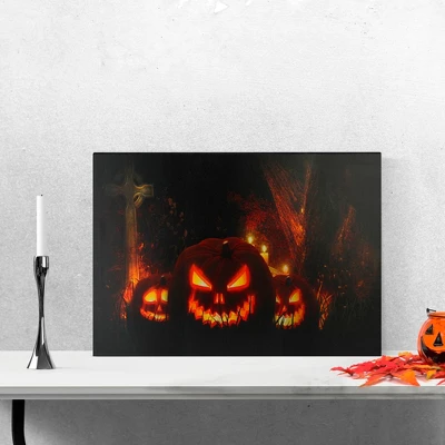 Northlight LED Lighted Jack-O-Lanterns In A Cemetery Halloween Canvas Wall Art 23.5" X 15.5" 1 Northlight LED Lighted Jack-O-Lanterns In A Cemetery Halloween Canvas Wall Art 23.5" X 15.5"