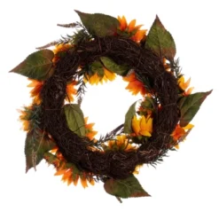 Vickerman 24" Artificial Yellow Sunflower Wreath With Green Fern Foliage. -Decora Shop GUEST f35f8ee6 3e23 4700 b3a2 803086d7e0af