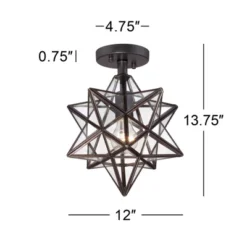 Franklin Iron Works Cuthbert Modern Farmhouse Ceiling Light Semi Flush Mount Fixture 11" Wide Black Iron Moravian Star Clear Glass Panels For Bedroom 10 Franklin Iron Works Cuthbert Modern Farmhouse Ceiling Light Semi Flush Mount Fixture 11" Wide Black Iron Moravian Star Clear Glass Panels For Bedroom -Decora Shop GUEST f5084810 ce88 47d1 b59b 78b4a5b528f3
