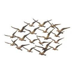 Metal Bird Flying Flock Of Wall Decor Gold - Olivia & May