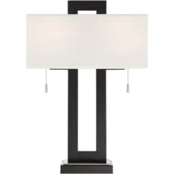 360 Lighting Neil Modern Table Lamp With Black Marble Riser 26" High Two Tone USB Charging Port White Rectangular Shade For Bedroom House Home Desk -Decora Shop GUEST f9bba6c1 76e8 443d 8c57 7fd6c0901e32