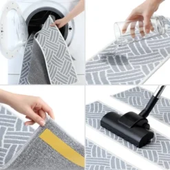 SussexHome Lattice Design Cotton Anti-Slip Stair Treads, 9” X 28“ -Decora Shop GUEST f9fc12d2 64a9 4683 83ef 3b733b078099