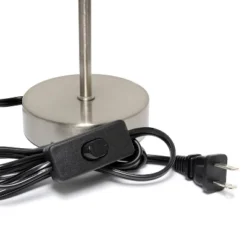 10.5" Petite Metal Stick Bedside Table Desk Lamp In Sand Nickel With Fabric Shade White - Creekwood Home -Decora Shop GUEST fa632b6e 8993 4f61 86d0 4481ed11105d