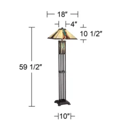 Robert Louis Tiffany Ranier Rustic Mission Floor Lamp 59 1/2" Tall Bronze With LED Nightlight Stained Art Glass Shade For Living Room Bedroom Office -Decora Shop GUEST fa983aff 9bcf 4f15 ab8b a83b6863b8bc