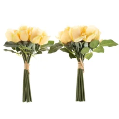 Rose Artificial Flowers - 24Pc Real Touch 11.5-Inch Fake Flower Set With Stems For Home Décor, Wedding, Or Bridal/Baby Showers By Pure Garden (Yellow) -Decora Shop GUEST fb2d144f 85bd 457f a437 b47a47241cc1