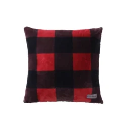 20"x20" Oversize Cabin Plaid Square Throw Pillow With 50"x60" Cabin Plaid Throw Blanket Set Red/Black - Eddie Bauer