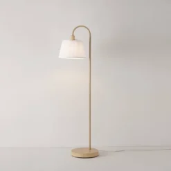 68" Maris Light Faux Wood Floor Lamp With White Patten Shade - Globe Electric -Decora Shop GUEST fe499ee0 d694 439e 9334 e144c7360ece