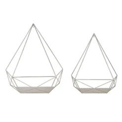 2pc Prouve Decorative Geometric Metal Shelves Silver - Kate & Laurel All Things Decor