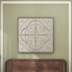 Rustic Metal Scroll Wall Decor With Embossed Details Gray - Olivia & May -Decora Shop GUEST feba4c5c 9b31 4af8 88d0 a3970eb53869