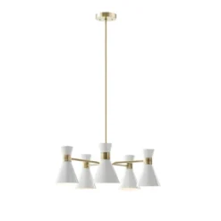 Ezra 5-Light Adjustable Chandelier Antique Brass/White - Ink+Ivy -Decora Shop GUEST fff79377 28d5 4d70 8235 cbfc8d5060e9